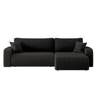 SCHLAFSOFA MILANO XL und bettkasten stoff Poso Dicker Cord Schwarz Rechts - Schwarz, Holz (274/82/145cm) - Kaiser Möbel