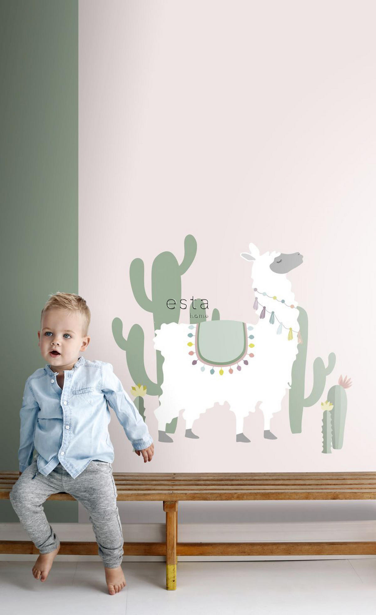 FOTOTAPETE Alpaka 150 x 279 cm - Pink, Papier (150/279cm) - ESTAhome