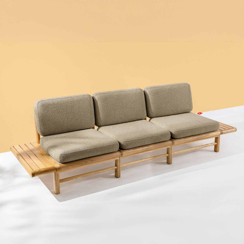 Thumbnail - Konsimo® Gartensofa, Beige, Holz, Textil, 260x74x80 cm, Loungemöbel, Gartensofas
