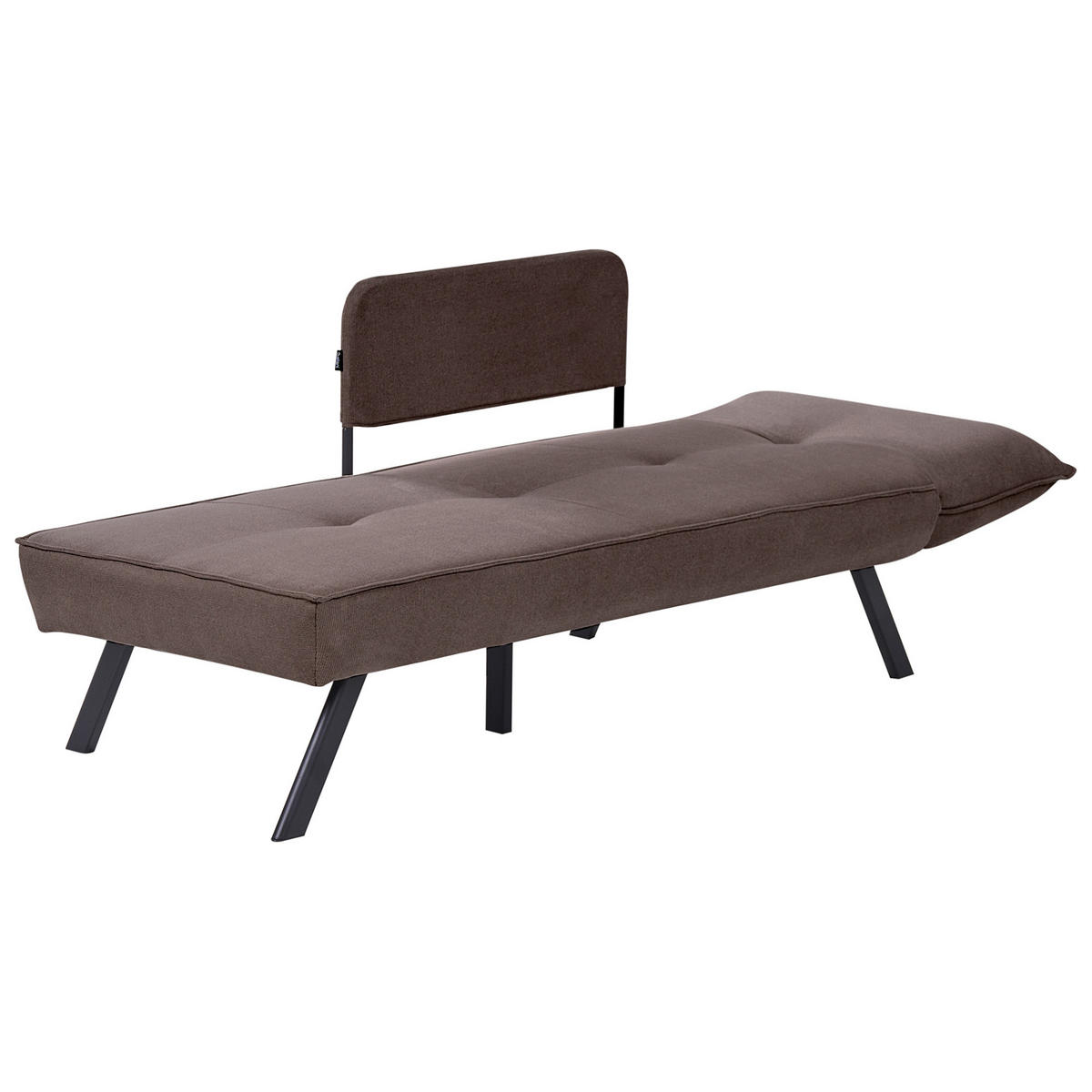 ČALOUNĚNÉ LEHÁTKO CHAISE LONGUE PRAVOSTRANNÉ Látka Hnědé Rocamadour - černá/hnědá, textil (150/83/72cm) - Beliani