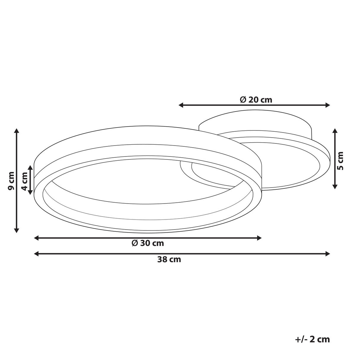 DECKENLEUCHTE Glyde 30/38/9 cm - Braun, Metall (30/38/9cm) - Beliani