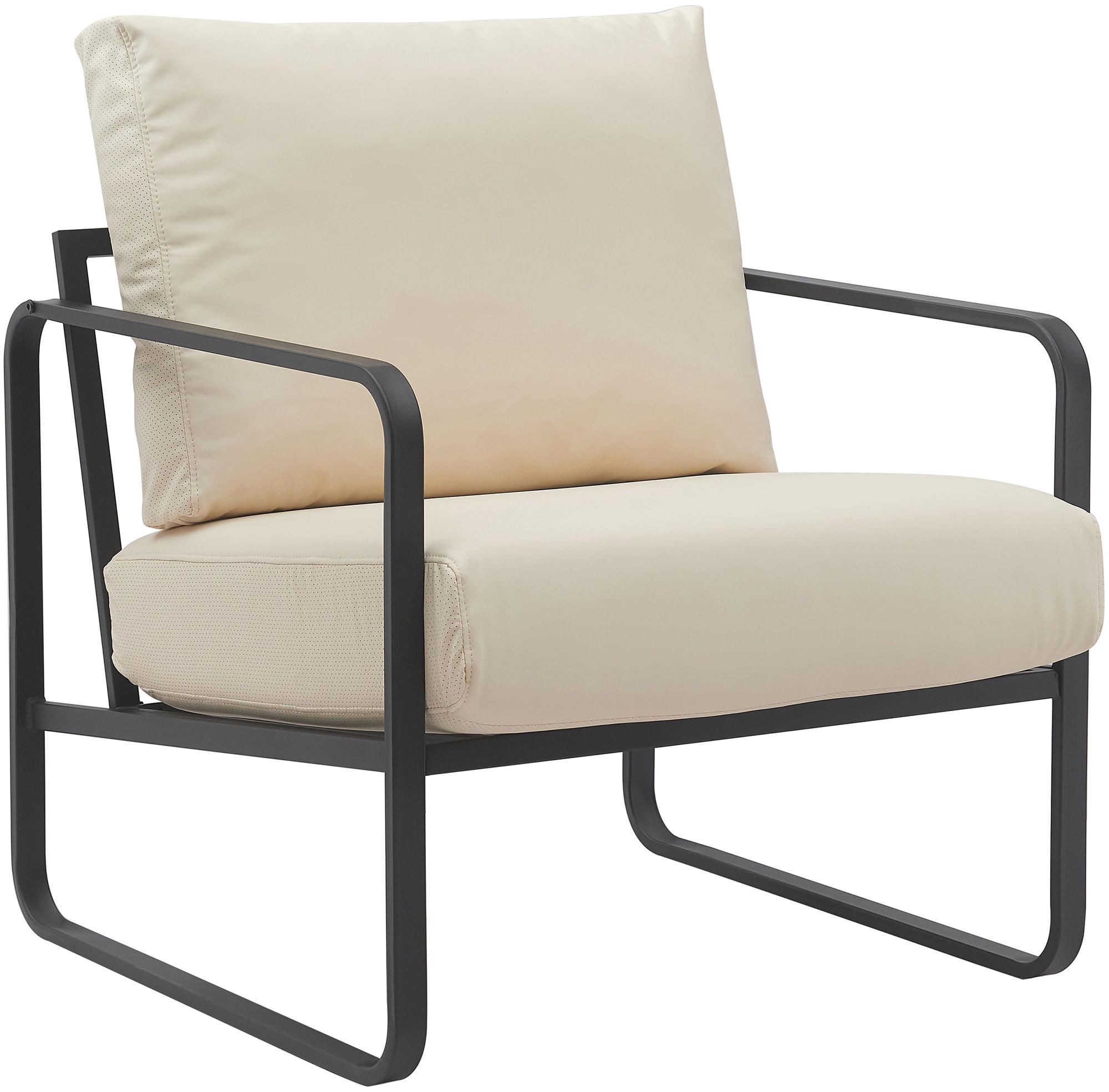SESSEL Lederlook creme - Creme/Schwarz, Textil/Metall (70/82/74cm) - CLP