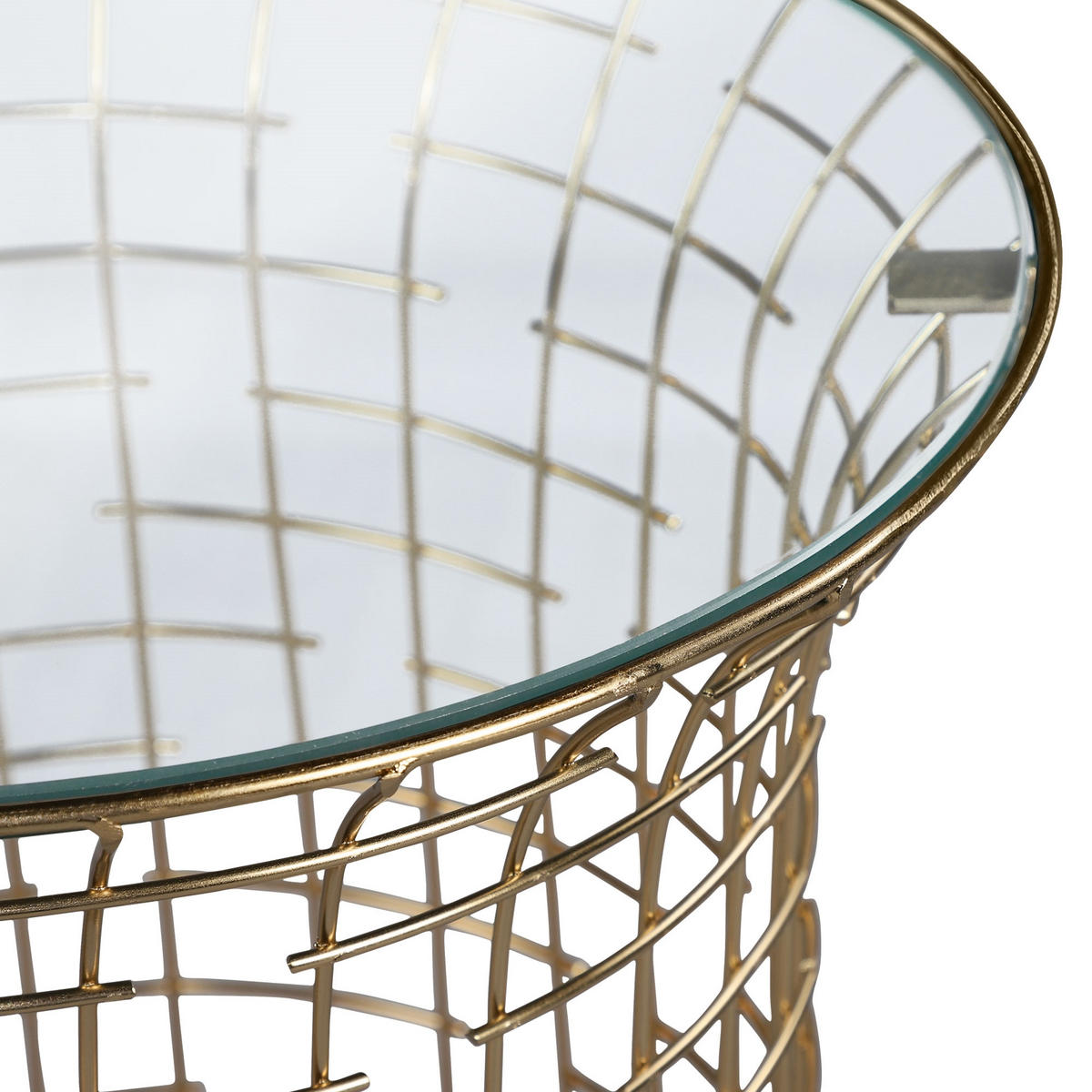 BEISTELLTISCH rund Ø40x45 cm mit Eisengestell Gold und Glasplatte - Goldfarben, Glas (40/40/45cm) - WOMO-DESIGN