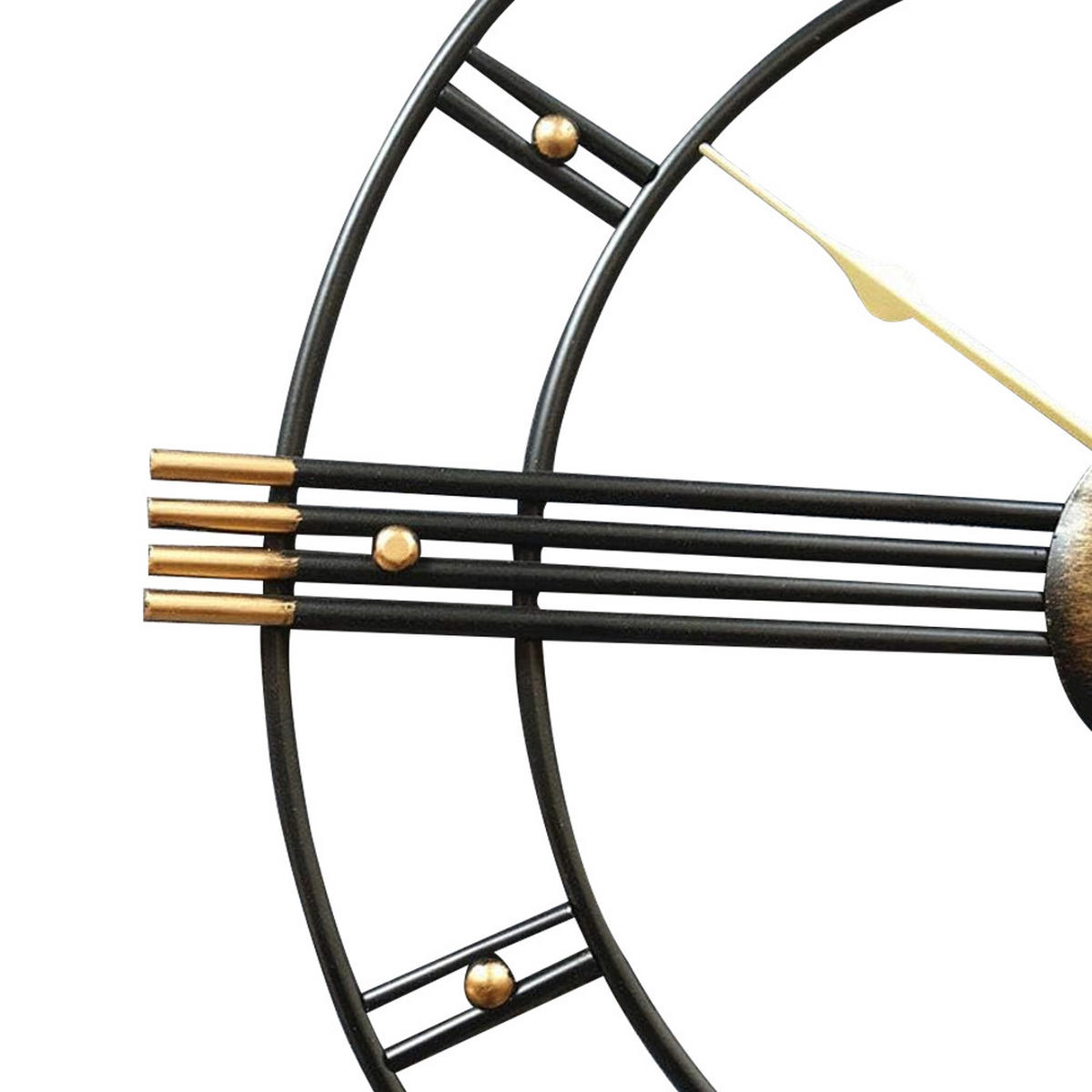 WANDUHR 60 cm Durchmesser Industrie-Stil Metall Schwarz Gold - Goldfarben/Schwarz, Metall (60/3.5/60cm) - Livingandhome
