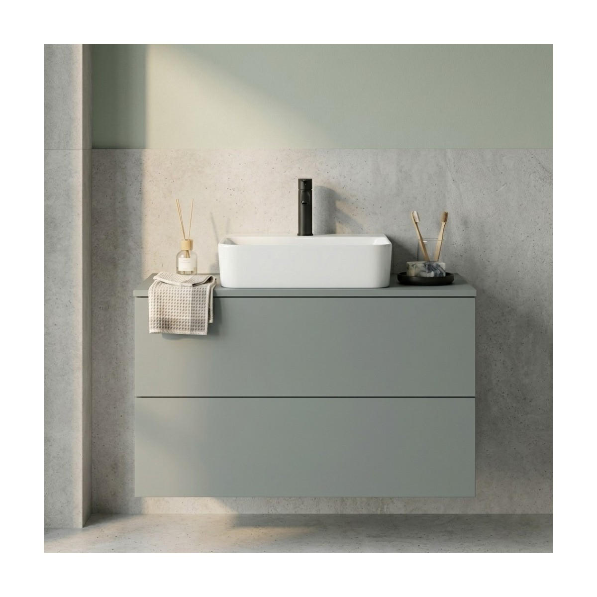 WASCHTISCHUNTERSCHRANK Color 2S 60 Aloe - Dunkelgrün, Holzwerkstoff (60/50/45cm) - mzm24