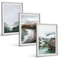 BILDER SET 3er Set - 40x60 cm Silberner Rahmen - Berge, Strand, Wolken, Wasser - Silberfarben, Kunststoff (40/60cm) - TULUP