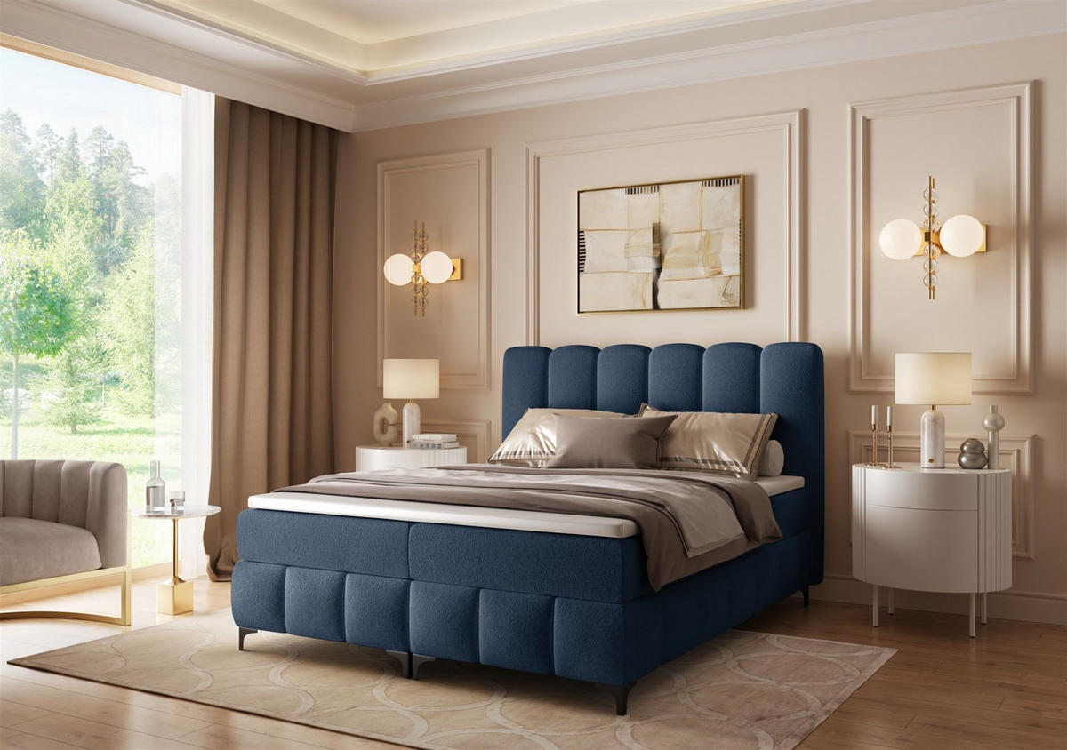 BOXBETT Isabel - Blau, Holzwerkstoff/Textil (120/200cm) - Fun Möbel