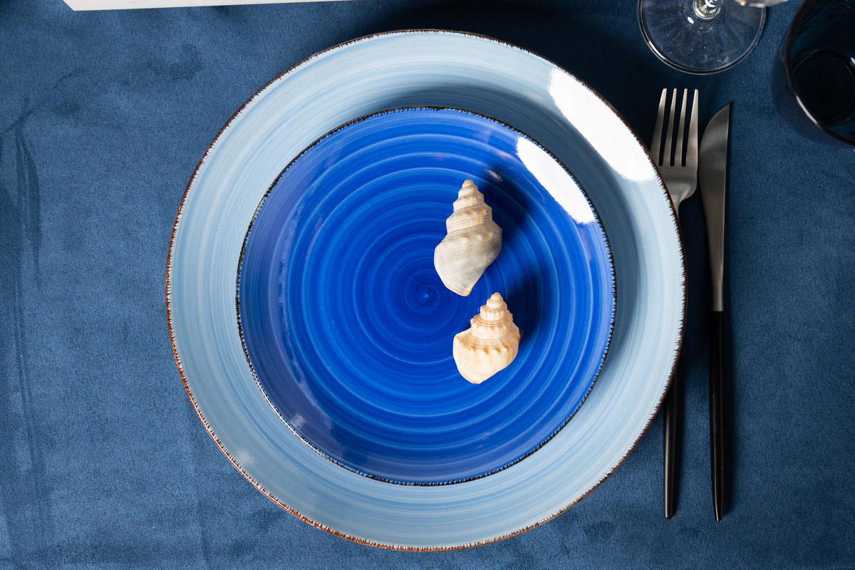 COOKINGLIFE Speiseteller Delice Blau ø 26,5 cm - 6 Stück - Blau, Keramik (26.5cm) - Cookinglife