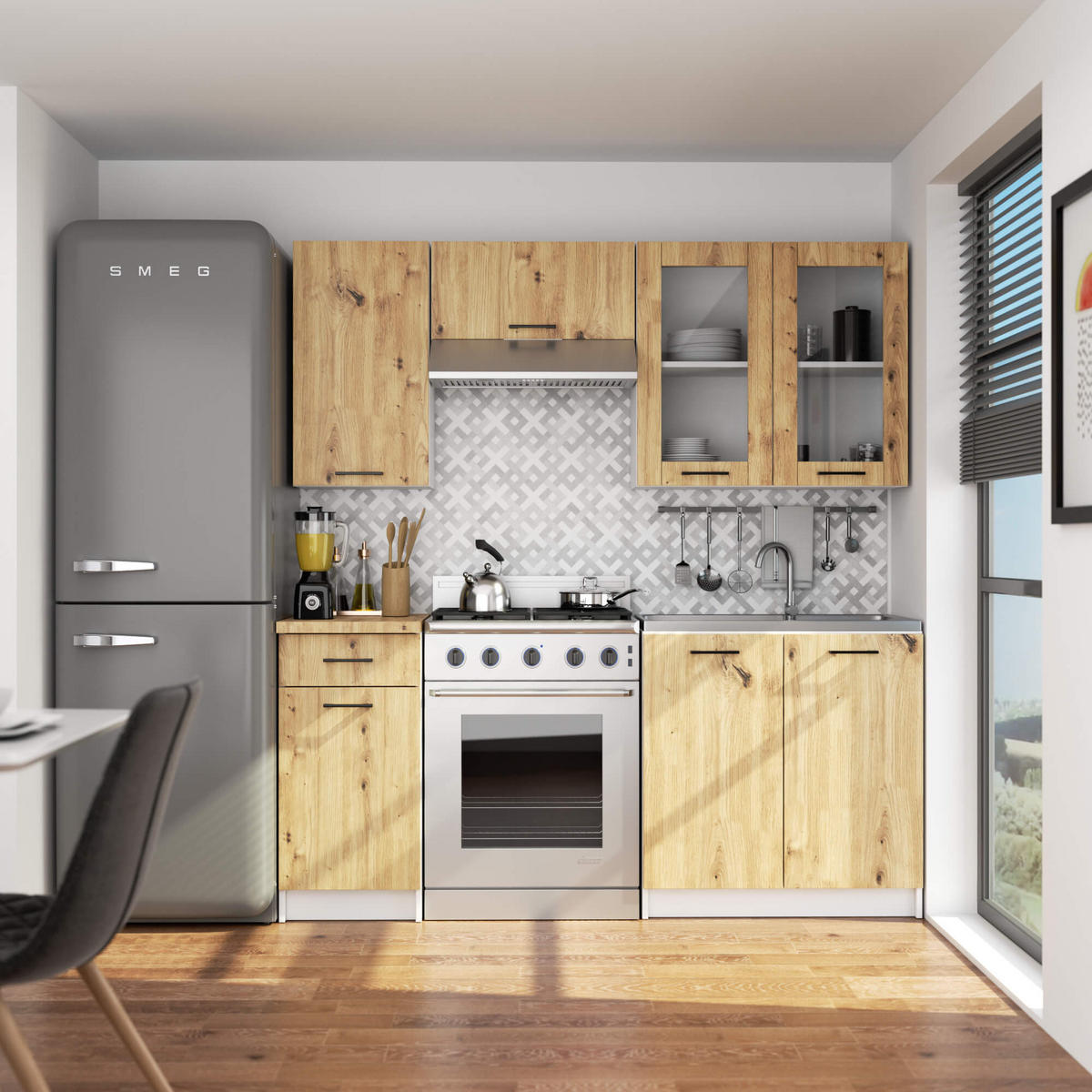 HÄNGESCHRANK Weiß, Eiche Artisan 72/80/30,5 - Weiß/Eiche Artisan, Holzwerkstoff (80/72/30cm) - RAUMHIRSCH FURNITURE