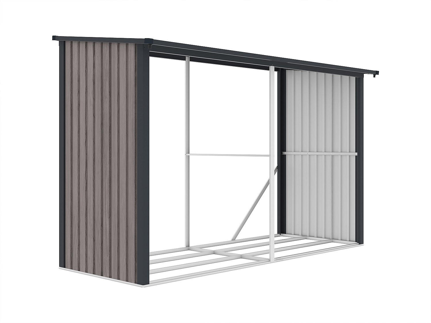 KAMINHOLZREGAL - 290 cm x 105 cm - metall - anthrazitgrau, naturfarben dunkel Varwood - Anthrazit, Metall (290/190/105cm) - Vente-Unique