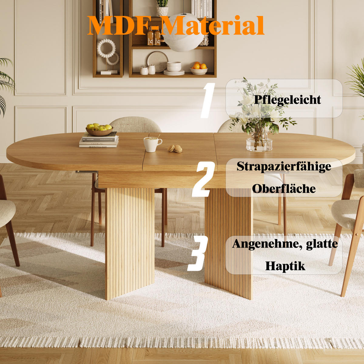 AUSZIEHTISCH 120-160/80/75 cm in Naturholzfarbe – platzsparend & flexibel - Hellbraun, Holzwerkstoff (120/80/75cm) - BEAOK