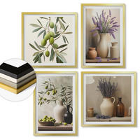 WANDBILDER 4er Set - 50x50 cm & 40x60 cm Goldrahmen - Blumen in Vasen als Dekoration - Goldfarben, Kunststoff (50/50cm) - ArtPrintCave