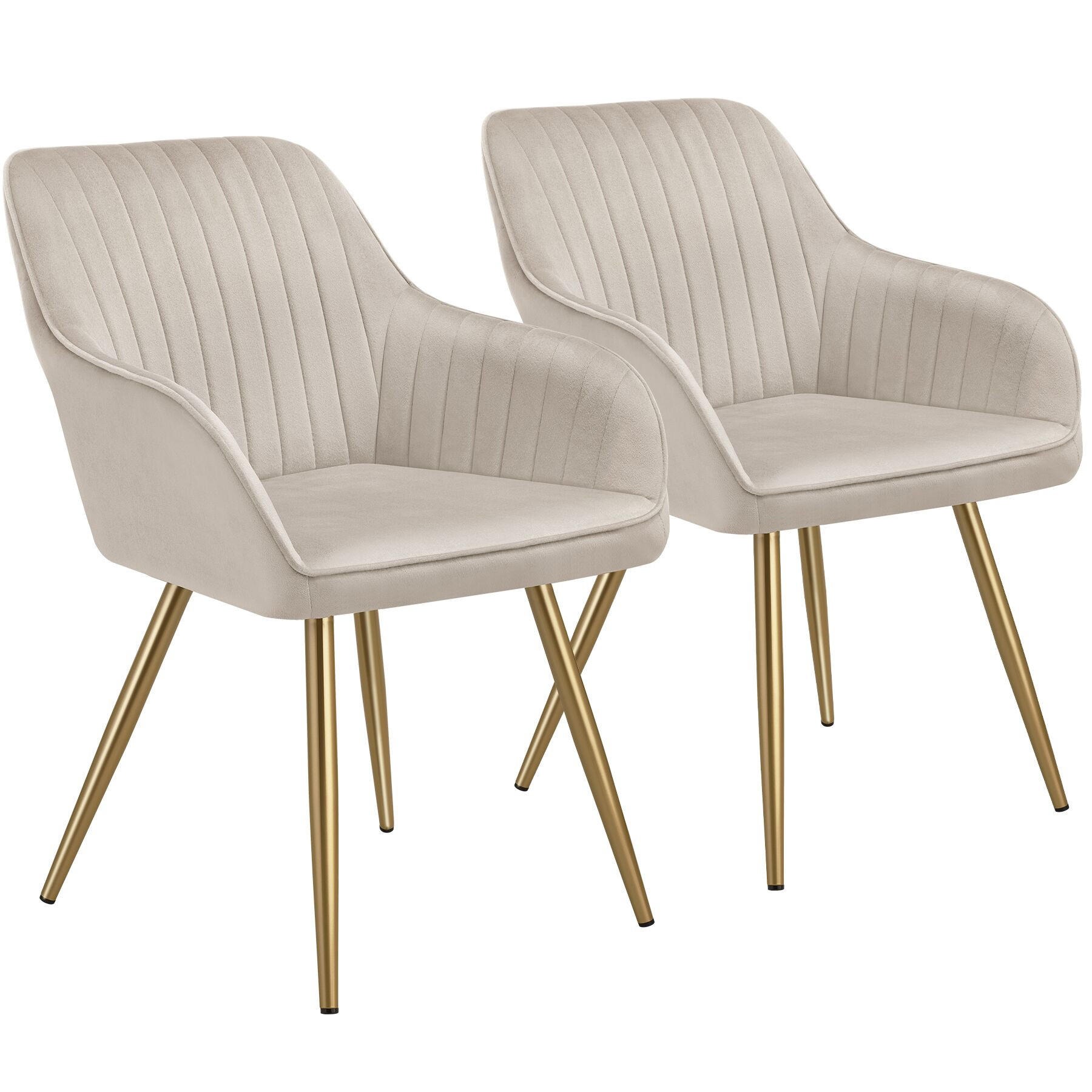 ESSZIMMERSTUHL 2er Set Marilyn,58 x 62 x 82 cm,taupe/gold - Taupe/Goldfarben, Kunststoff (58/82/62cm) - tectake