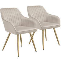 ESSZIMMERSTUHL 2er Set Marilyn,58 x 62 x 82 cm, taupe/gold - Taupe/Goldfarben, Kunststoff (58/82/62cm) - tectake
