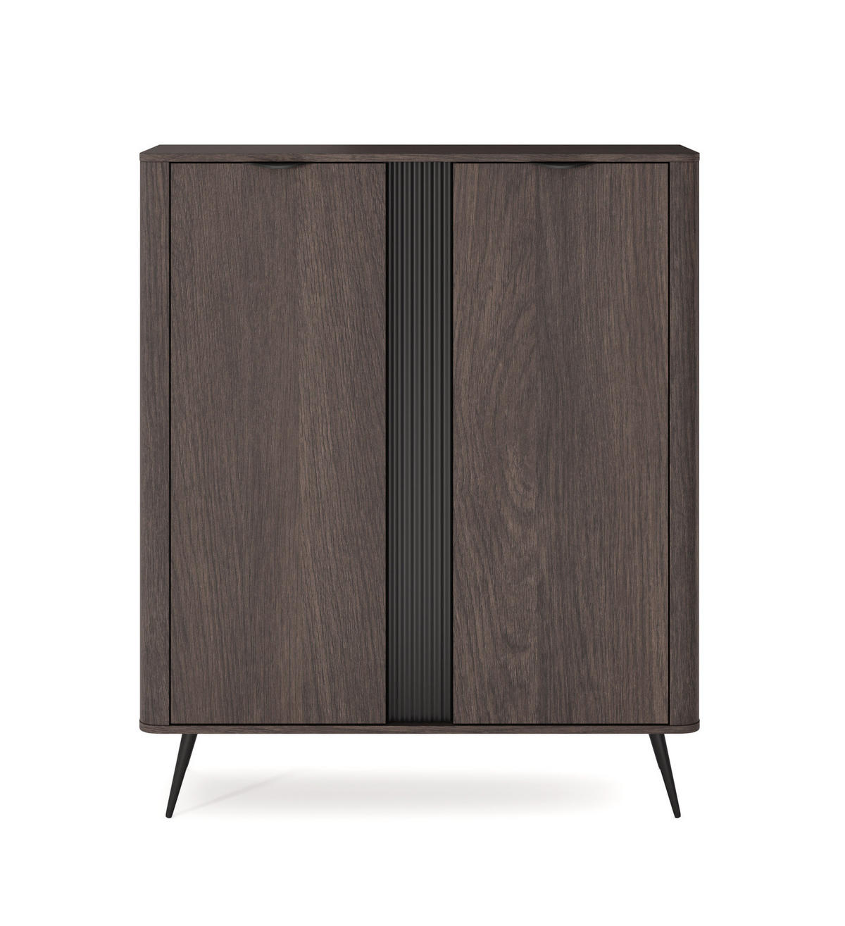 HIGHBOARD Terzo 2D Eiche Dunin mit Rillendekor - Schwarz Metallfüße - Eichefarben/Schwarz, Holz/Holzwerkstoff (113/134/38cm) - Ravio