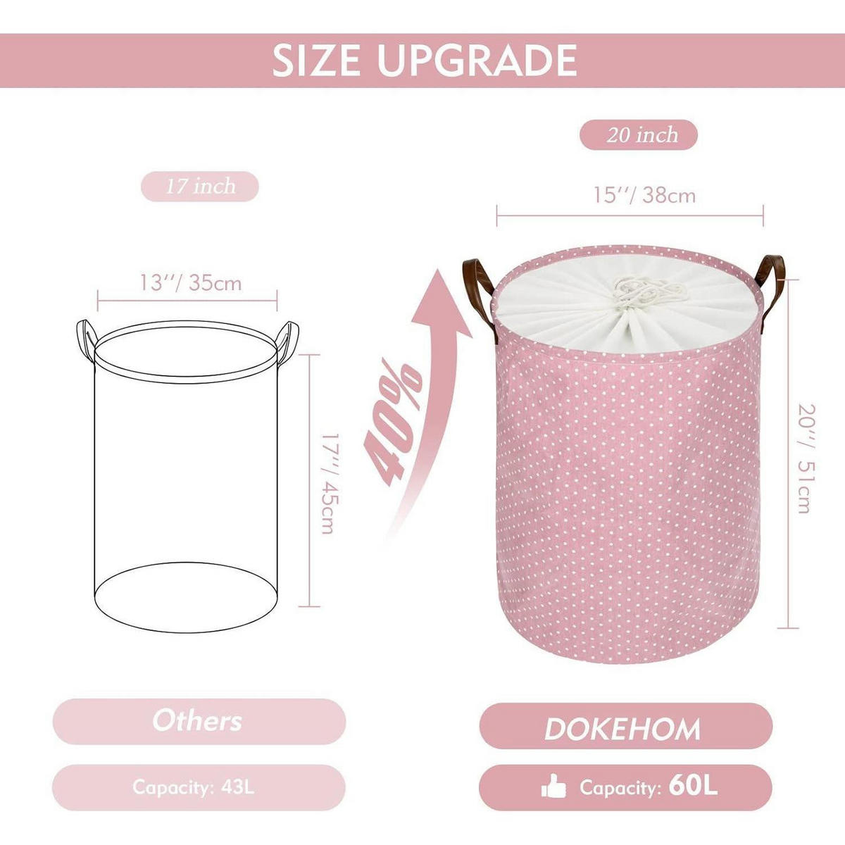 WÄSCHEKORB Baumwolle Rosa 51 cm - Rosa, Textil (38/51/38cm)