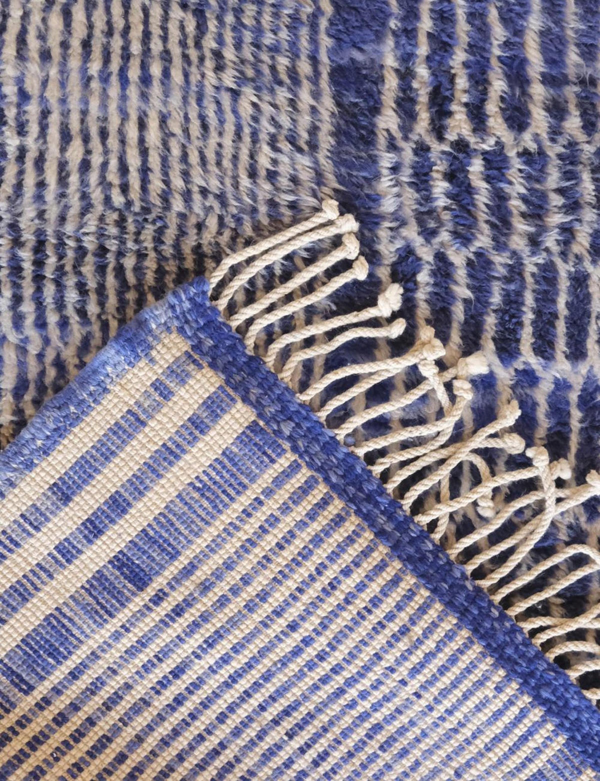 BERBERTEPPICH modern Design aus reiner Wolle 200x 300 cm - Blau, Naturmaterialien (200/300cm) - AFK Living