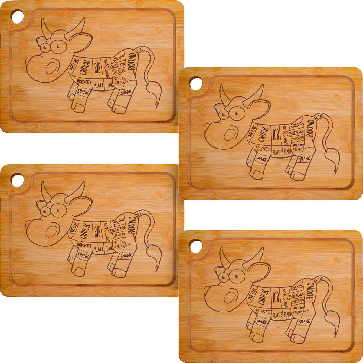 STEAKBRETT 23/33/2 cm, Bambus - Braun, Holz (23/33cm) - Dunedesign