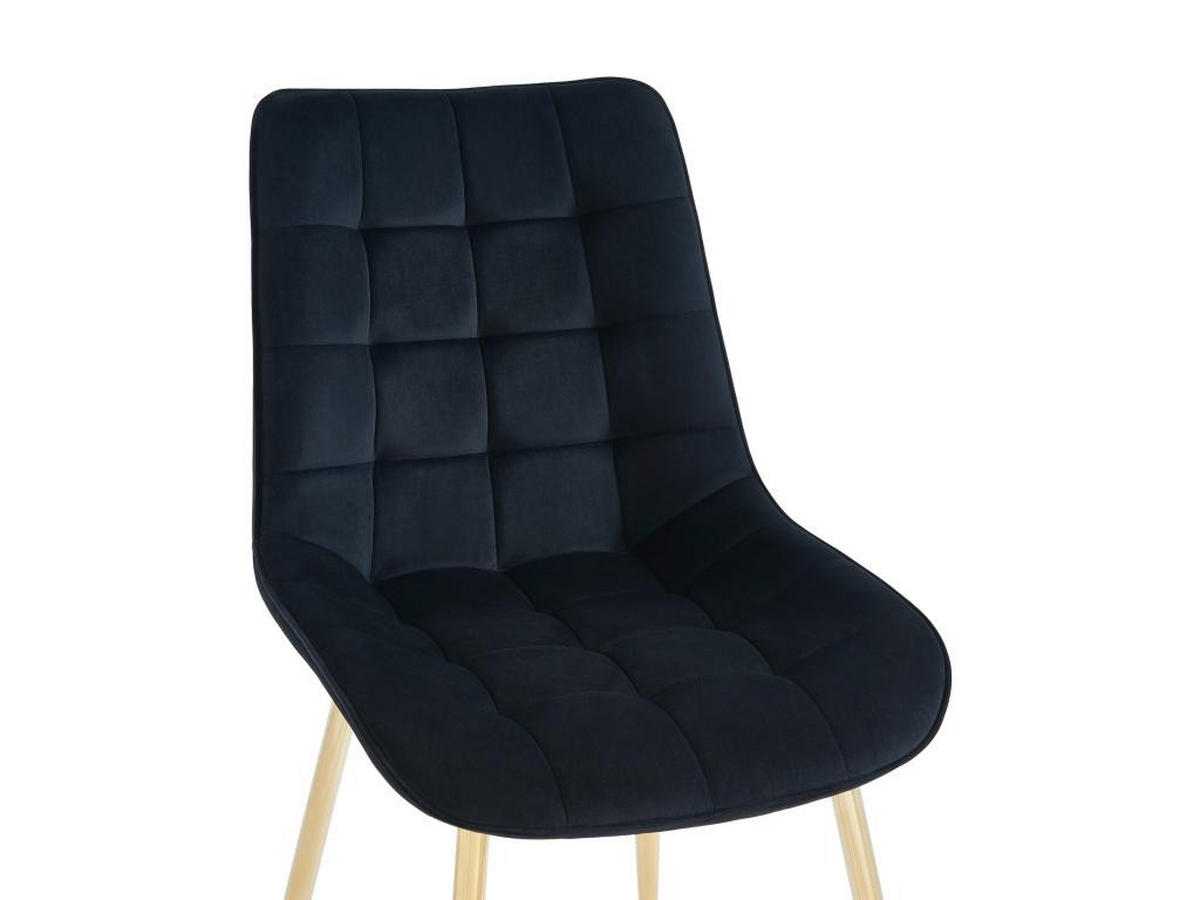 POLSTERSTUHL 2er-Set - Samt & goldfarbenes Metall - Schwarz - OLLUA - Schwarz, Textil (60/87/49.5cm) - Vente-Unique