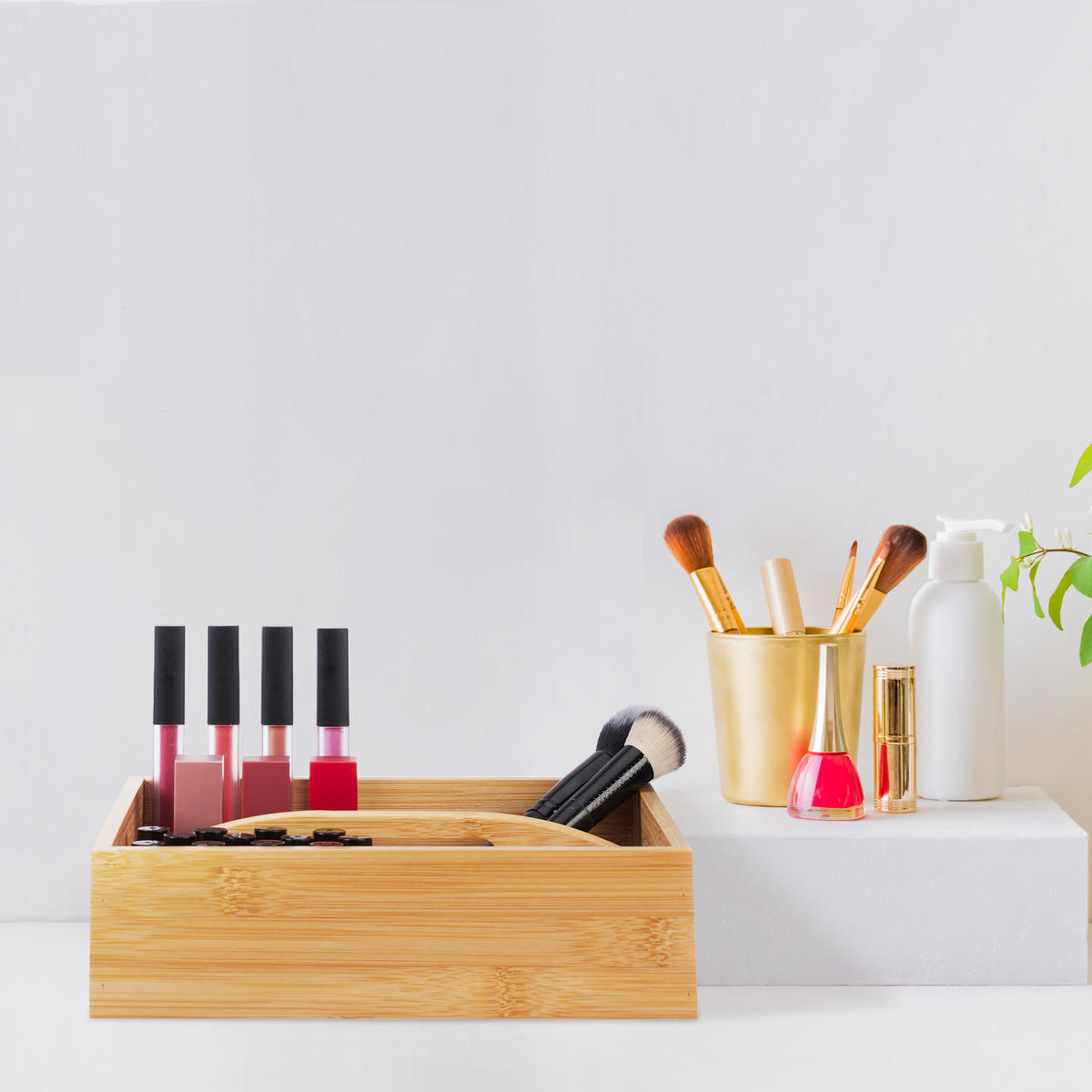 BAMBUS-ORGANIZER - Hellbraun, Holz (25/6.5/25cm) - Relaxdays