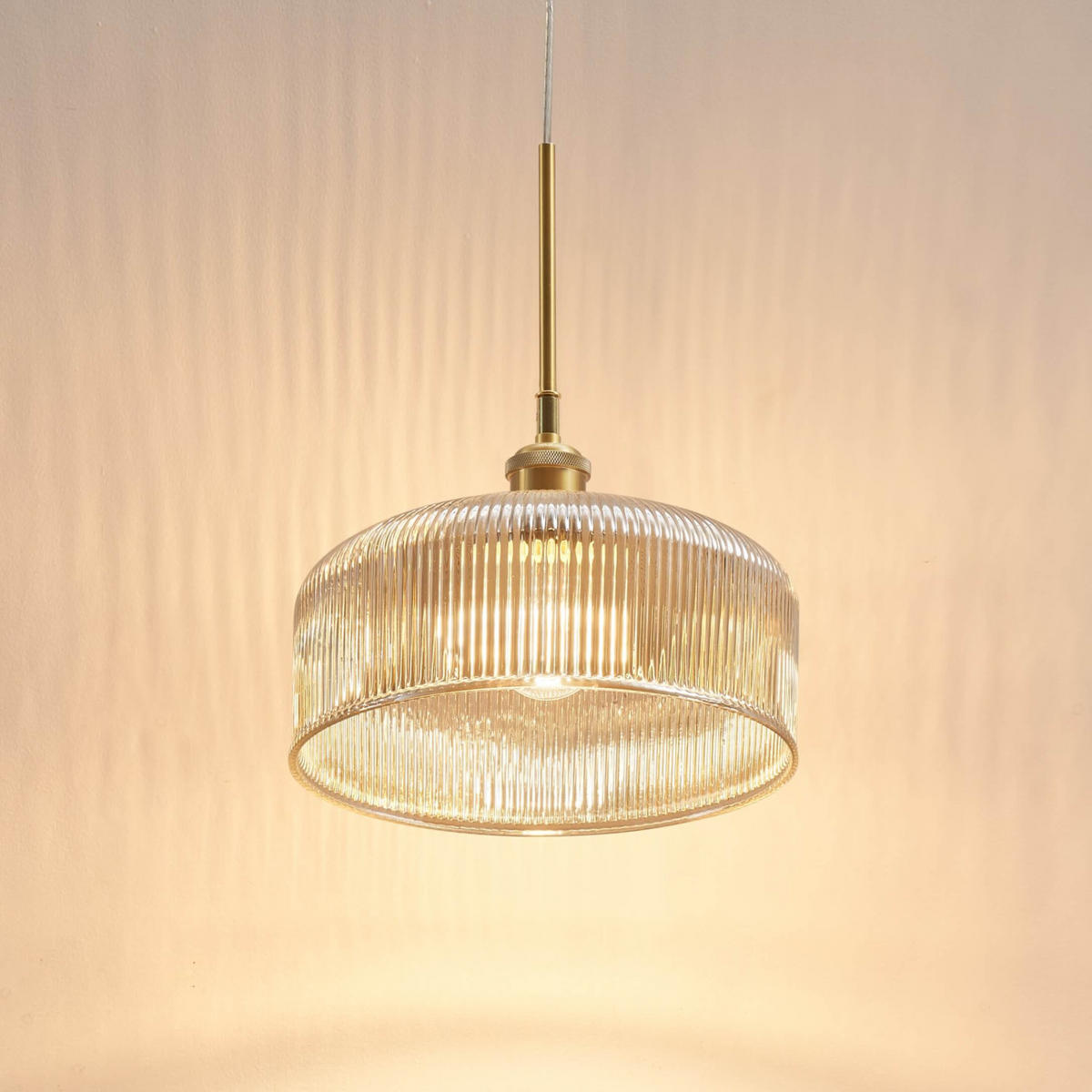 HÄNGELEUCHTE Auréline, Bernstein und Messing, 13cm - Goldfarben, Glas (120/27/13cm) - KOSILUM
