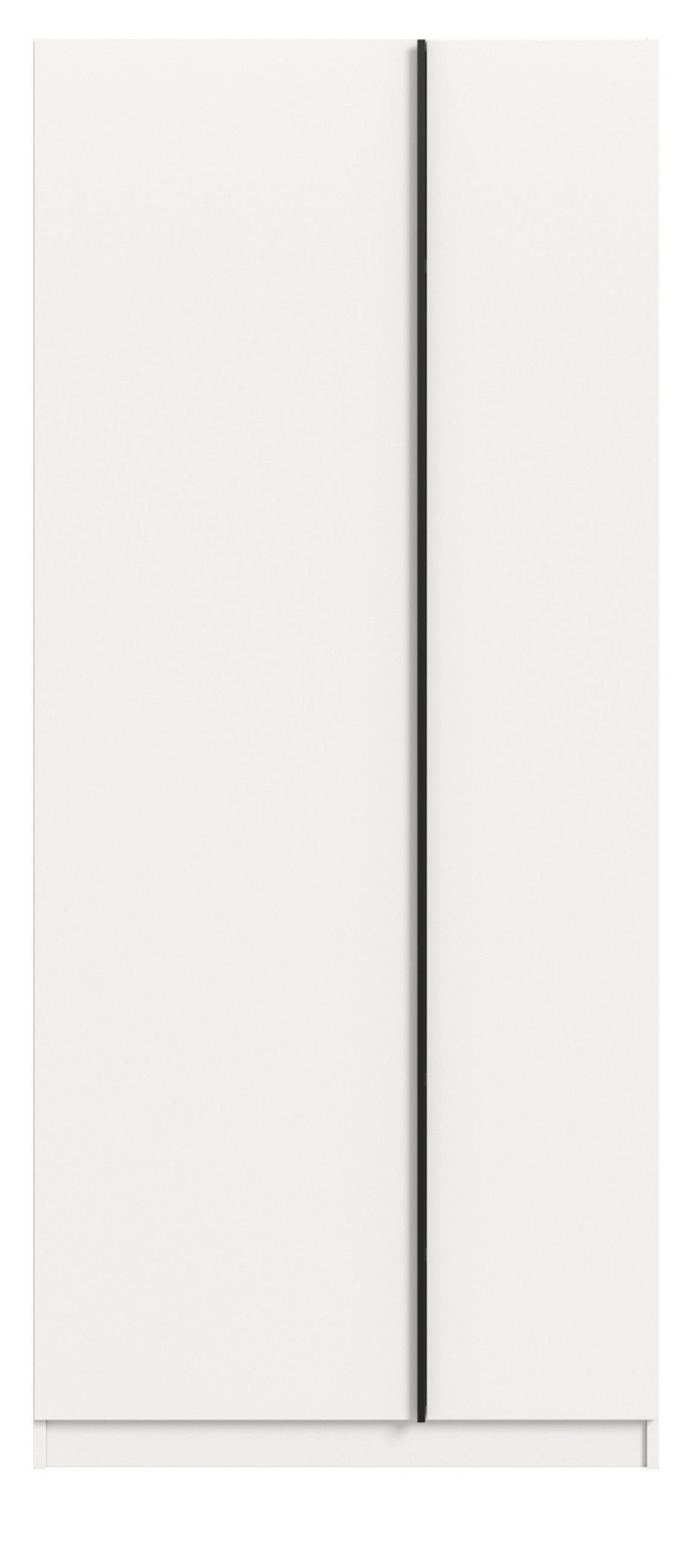 KLEIDERSCHRANK weiß 2-türig 80 x 183 cm, Drehtürenschrank inklusive Einlegeböden - Schwarz/Weiß, Holzwerkstoff/Kunststoff (80/183/53cm) - Inn.Furn