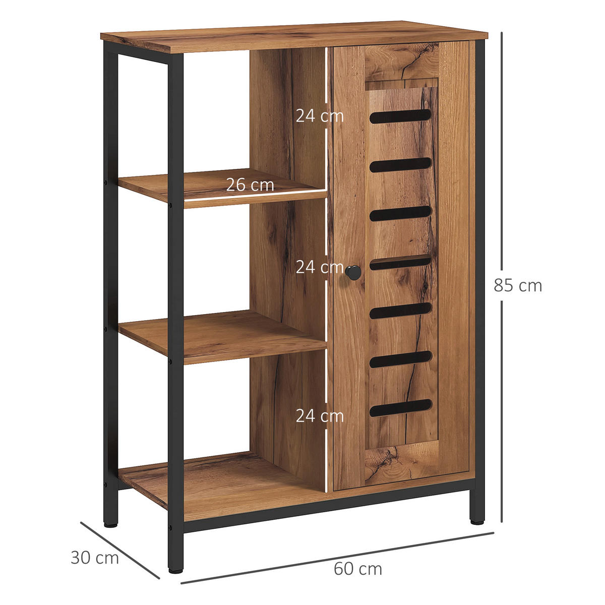 BADREGAL DE-12380 60/30/85 cm Rostbraun / Schwarz - Braun, Holzwerkstoff (30/85/60cm) - ComfortXL