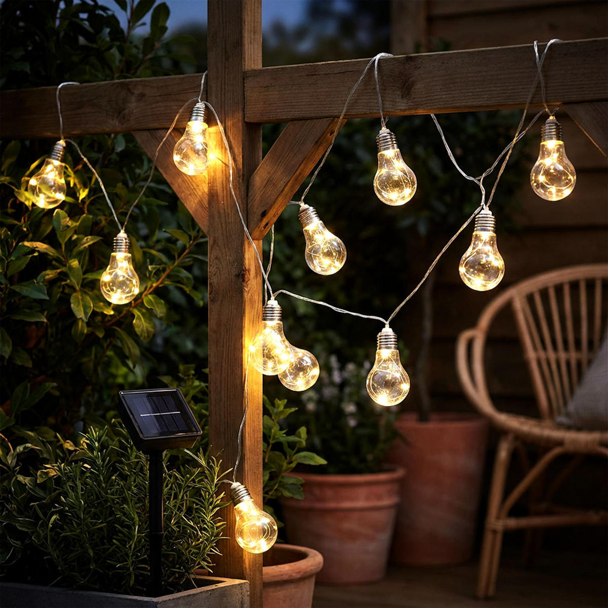 LED AUSSENLEUCHTE Solar Lichterkette Silber - Silberfarben, Kunststoff (380/5.8/10cm) - Globo Lighting