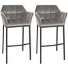 BARHOCKER 2er Set Samt Grau - Schwarz/Grau, Textil (64/110/48cm) - CLP
