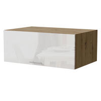 AUFSATZSCHRANK Essen W6B/90 Weiß Hochglanz / Eiche Artisan Matt 90 / 59 / 36cm - Weiß Hochglanz/Eiche Artisan, Holz/Holzwerkstoff (90/36/59cm) - Feldmann-Wohnen