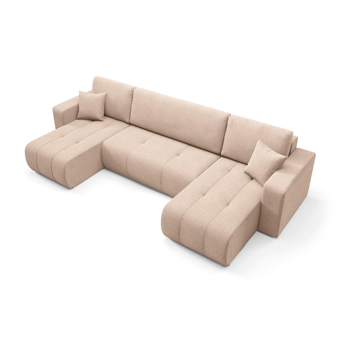PANORAMASOFA Vasco 5 Sitzplätze Beige - Beige, Holz (318/88/145cm) - Petits-meubles