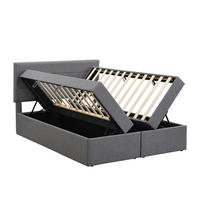 POLSTERBETT 140x200cm Grau Doppelbett Metallrahmen Stauraum - Grau, Holz (140/200cm) - FLIEKS