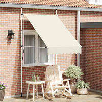 EINZIEHBARE Markise Handbetrieben 150 cm Cremeweiß - Creme, Textil (150/1/1cm) - furnicato
