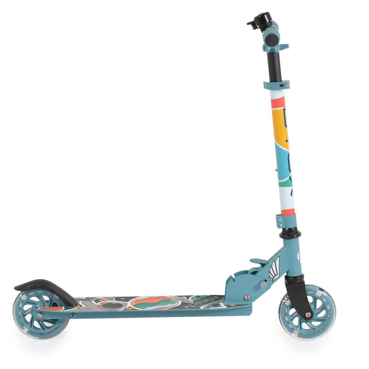 KINDERROLLER Miracle blau LED-PU-Räder ABEC-7 Klingel Höhe einstellbar - Blau, Metall (45/10/78cm)