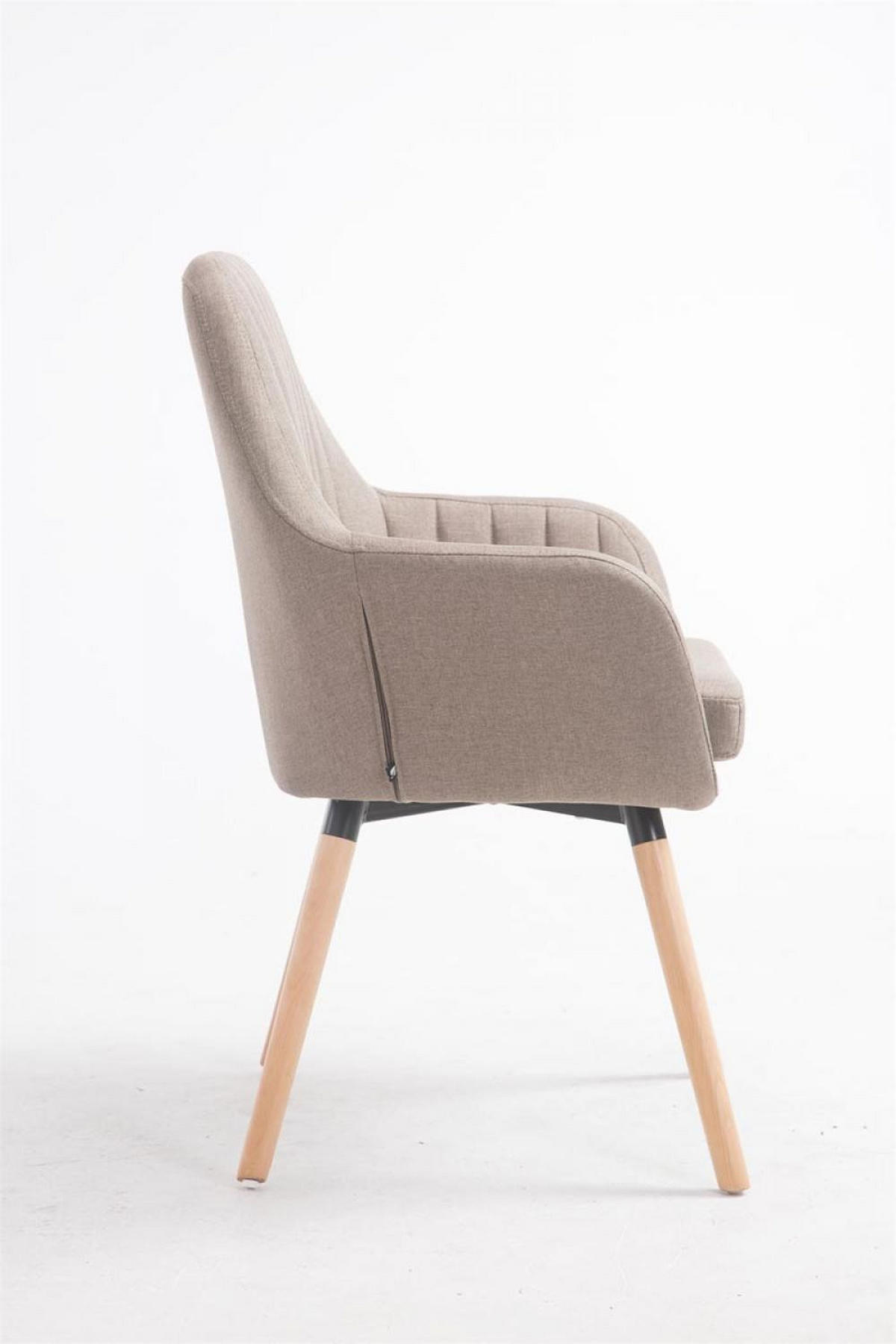 ARMLEHNENSTUHL Stoff taupe - Taupe/Eukalyptusholzfarben, Holz/Textil (67/93/58cm) - CLP