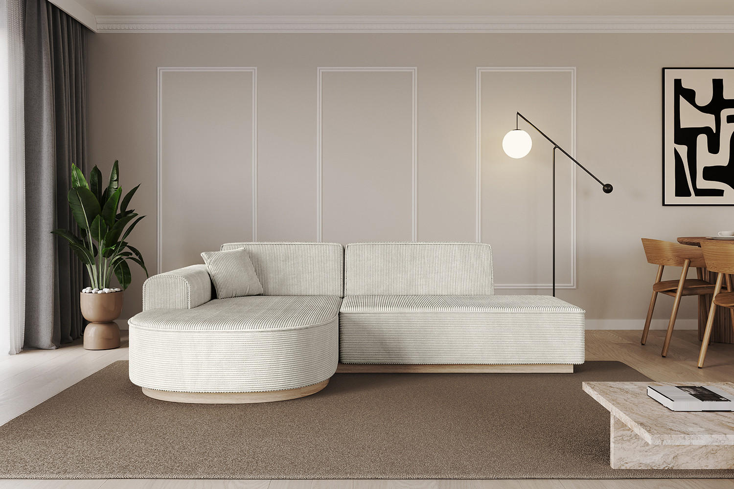 ECKSOFA Ottomane Links ARRIO-L1 - 243x171x83 cm Hellgrau - Hellgrau, Holzwerkstoff/Textil (243/171cm) - ALTDECOR