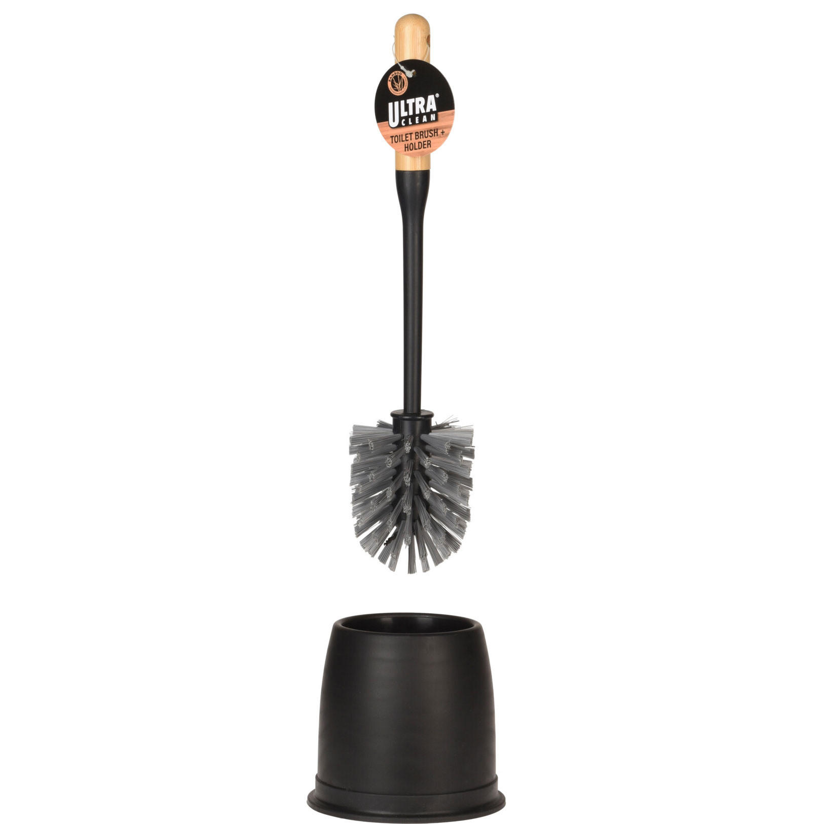 WC-BÜRSTE mit Bambusgriff 12/12/39 cm - Schwarz, Kunststoff (12/39/12cm) - Ultra Clean