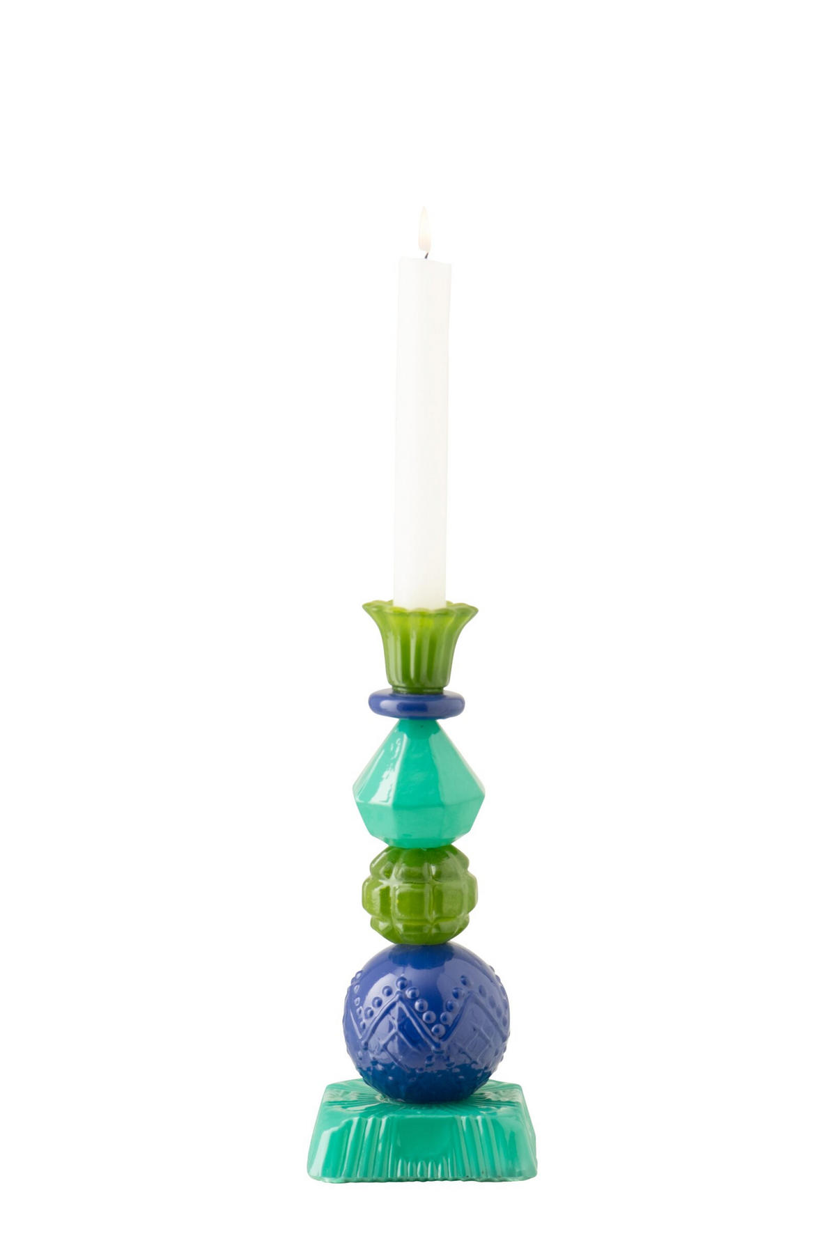 KERZENSTÄNDER AB - Blau, Glas (9.5/23.5/9.5cm) - J-Line