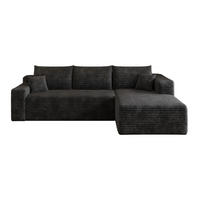ECKSOFA 241 cm aus Stoff mit Cordbezug und ohne Montage Schwarz - Schwarz, Textil (151/241cm) - Modenvie