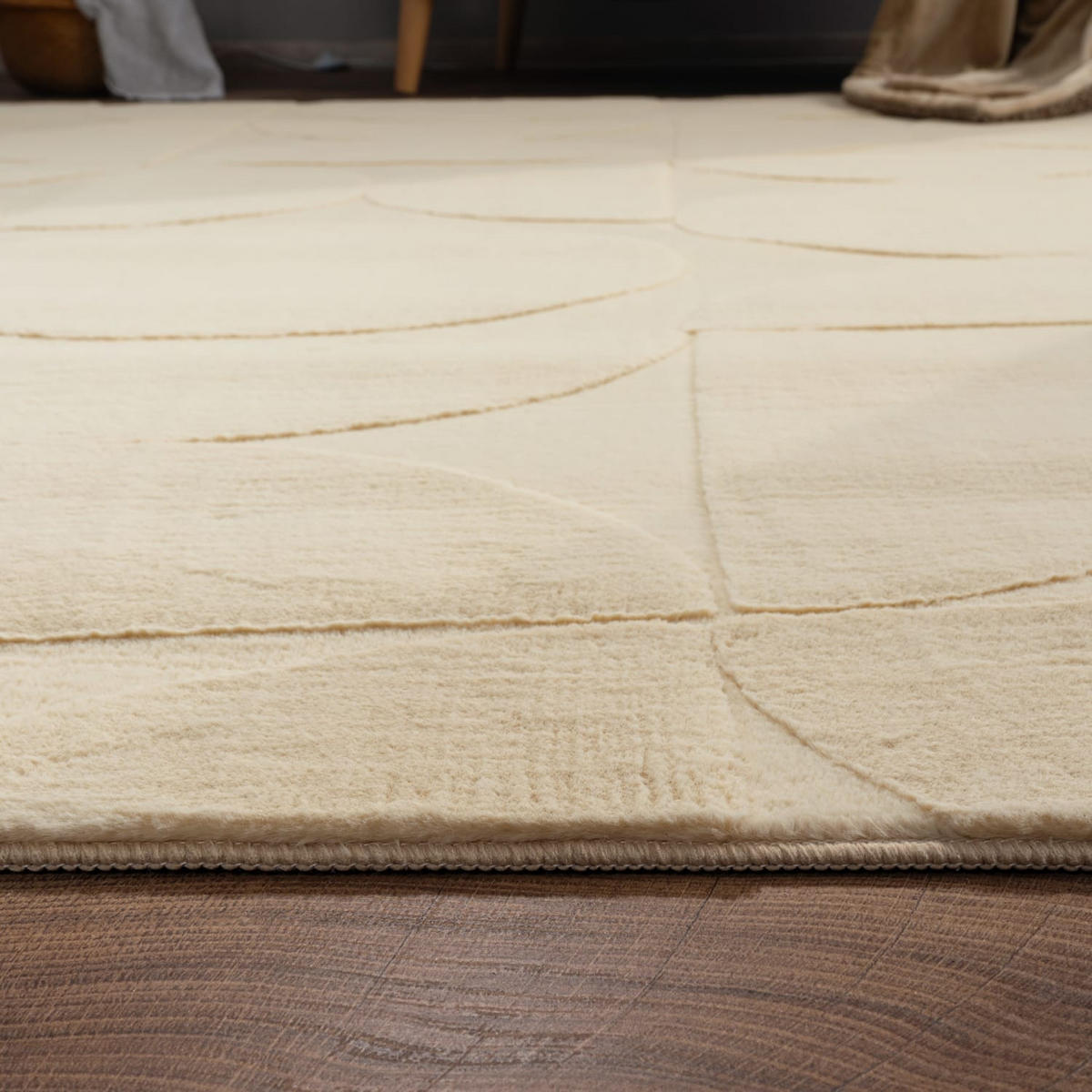 TEPPICH Kurzflor waschbar Unifarben Struktur Wohnzimmer schmutzabweisend Beige Rechteckig 80x150 - Beige, Textil (80/150cm) - KADIMA DESIGN