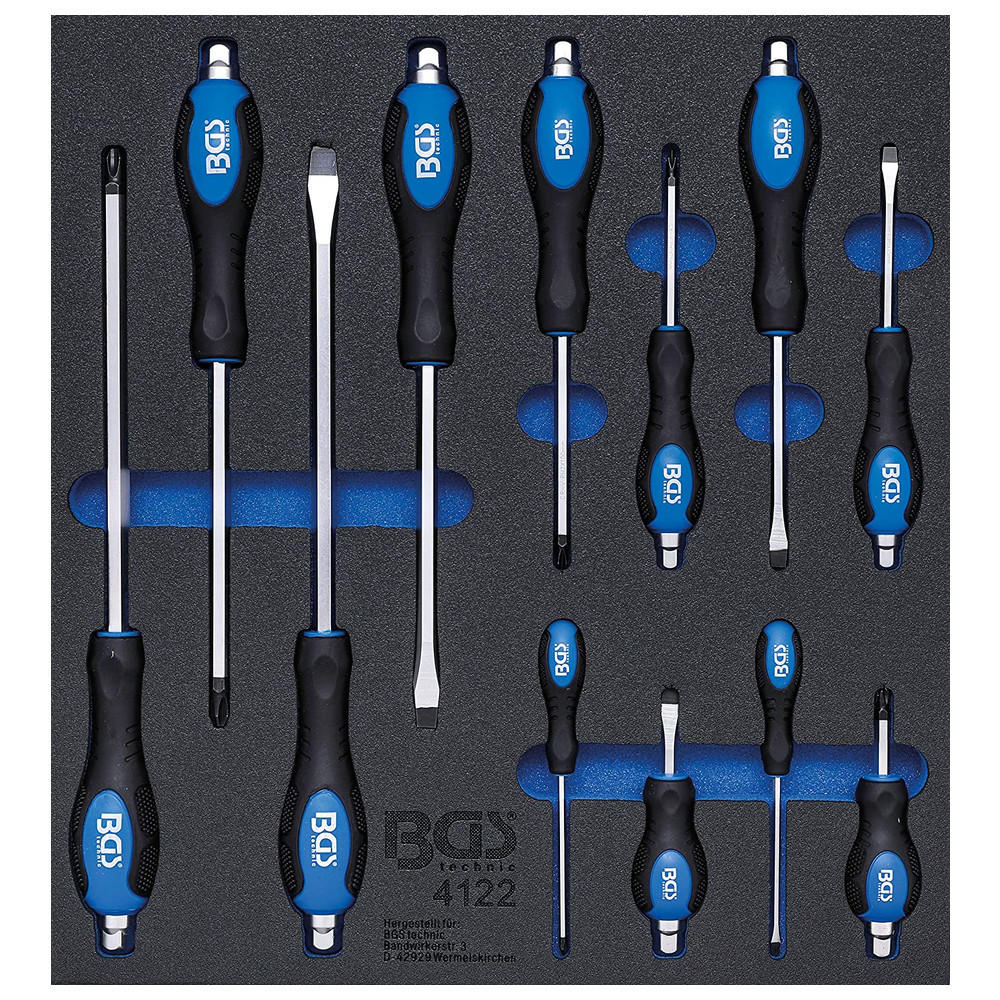 SCHRAUBENDREHER-SATZ in Werkstattwageneinlage, 12-teilig - Multicolor, Kunststoff (405/377/35cm) - BGS technic