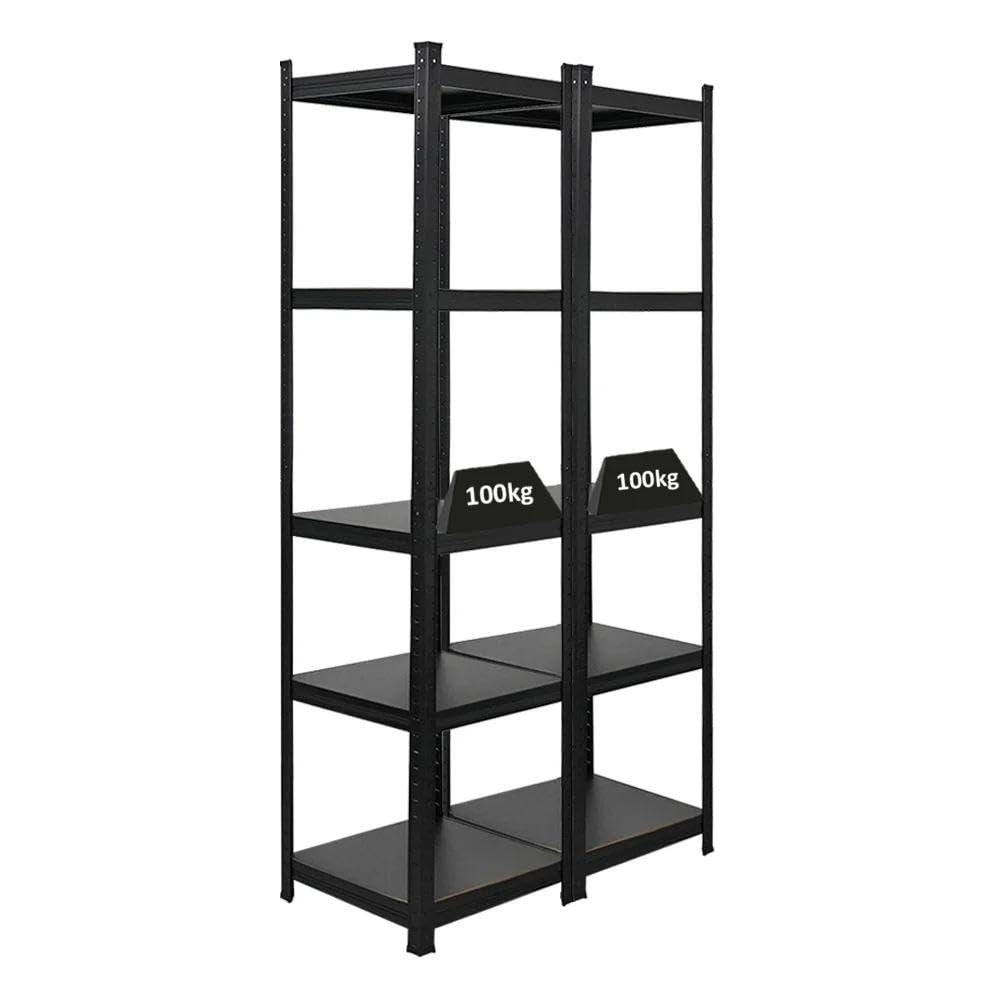 SCHWERLASTREGAL Ragnar All Black Series 2er-Set mit 2x 180x45x45 cm Fachlast 100 kg Matt Schwarz - Schwarz, Metall (90/180/45cm) - PROREGAL