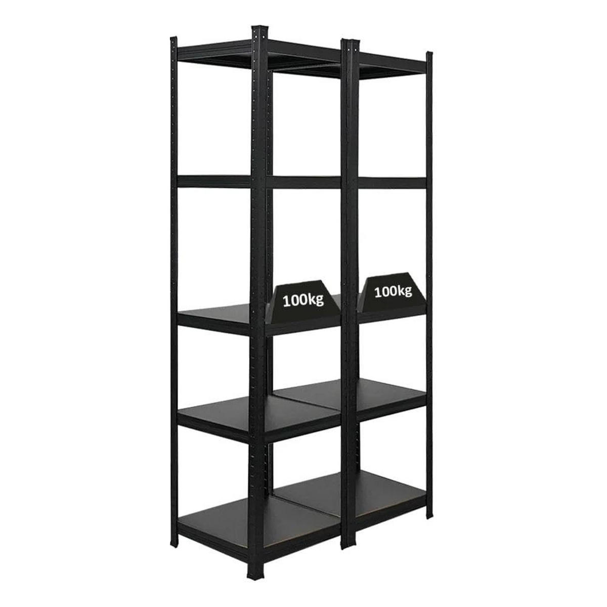 SCHWERLASTREGAL Ragnar All Black Series 2er-Set mit 2x 180x45x45 cm Fachlast 100 kg Matt Schwarz - Schwarz, Metall (90/180/45cm) - PROREGAL