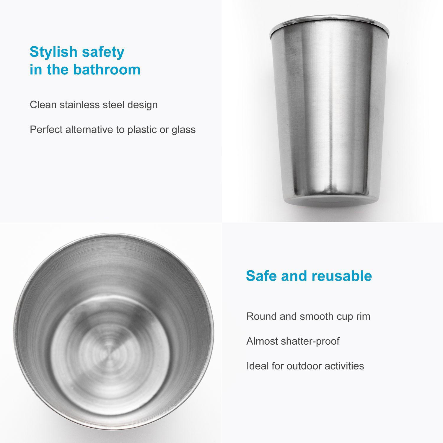 CAMPING BECHER SET Edelstahl - Silberfarben, Metall (0.17L) - Intirilife