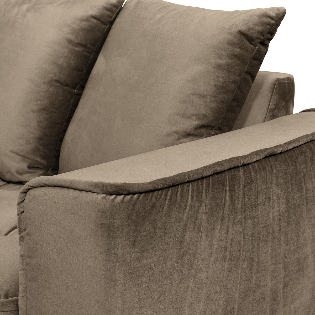 ECKSOFA mit Ottomane - Samt - Braun, Textil/Metall (288/245cm) - home24