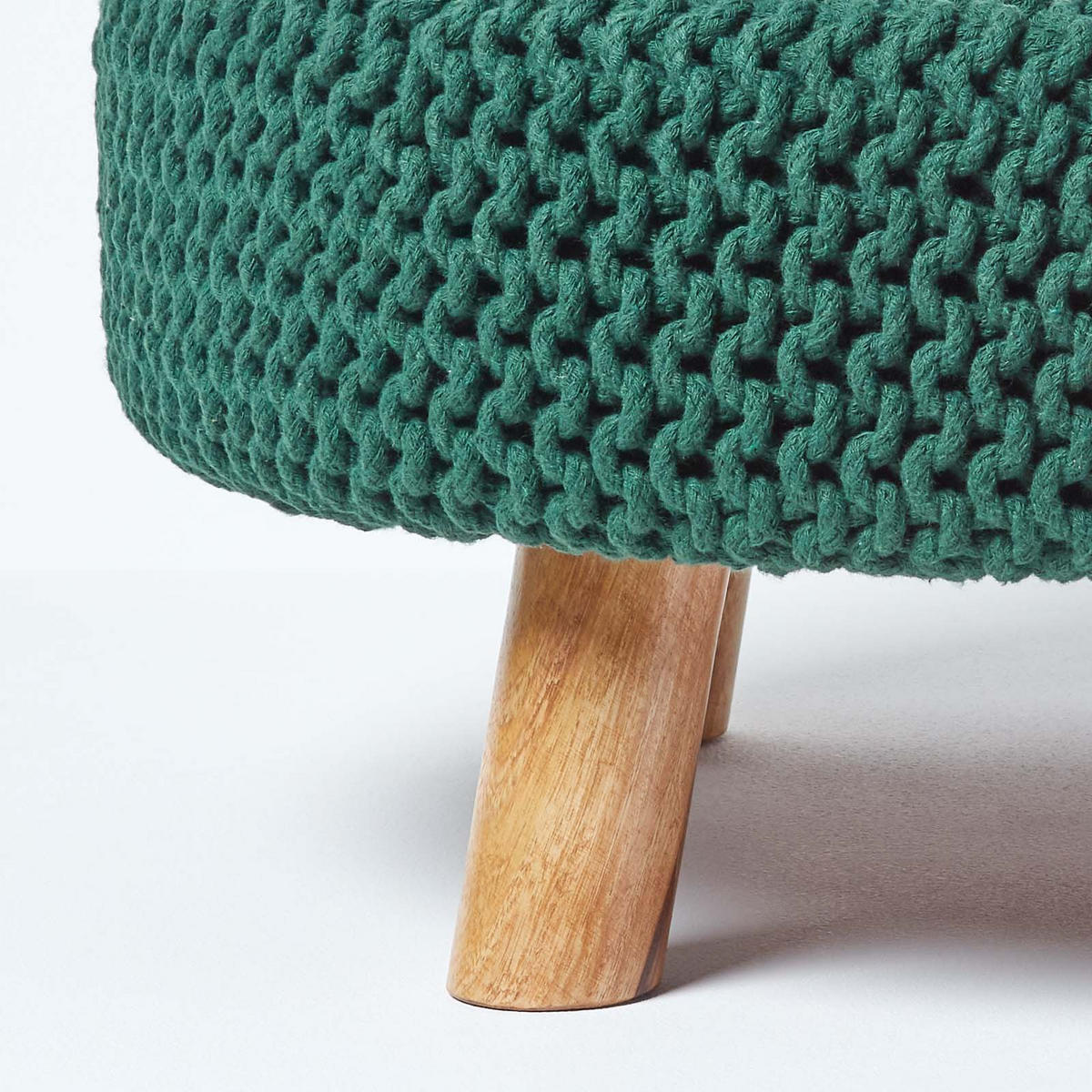 STRICK-HOCKER tannengrün, rund 62/62/30 cm - Waldgrün, Textil (62/30/62cm) - Homescapes