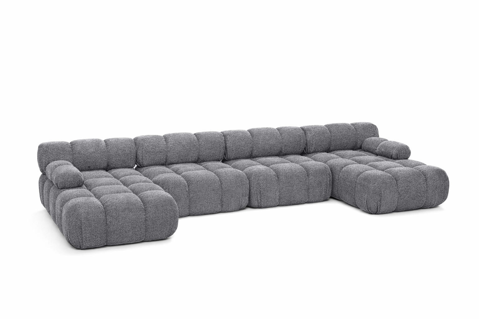 ECKSOFA U-Form XL, Stoff Bouclé Abriamo, Dunkelgrau, Selia U XL - Dunkelgrau, Holz (380/70/160cm) - Kaiser Möbel