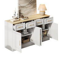 SIDEBOARD 140/40/75 cm mit 4 Türen & 4 Schubladen in Weiß/Eiche - Weiß, Holzwerkstoff (140/75/40cm) - BEAOK