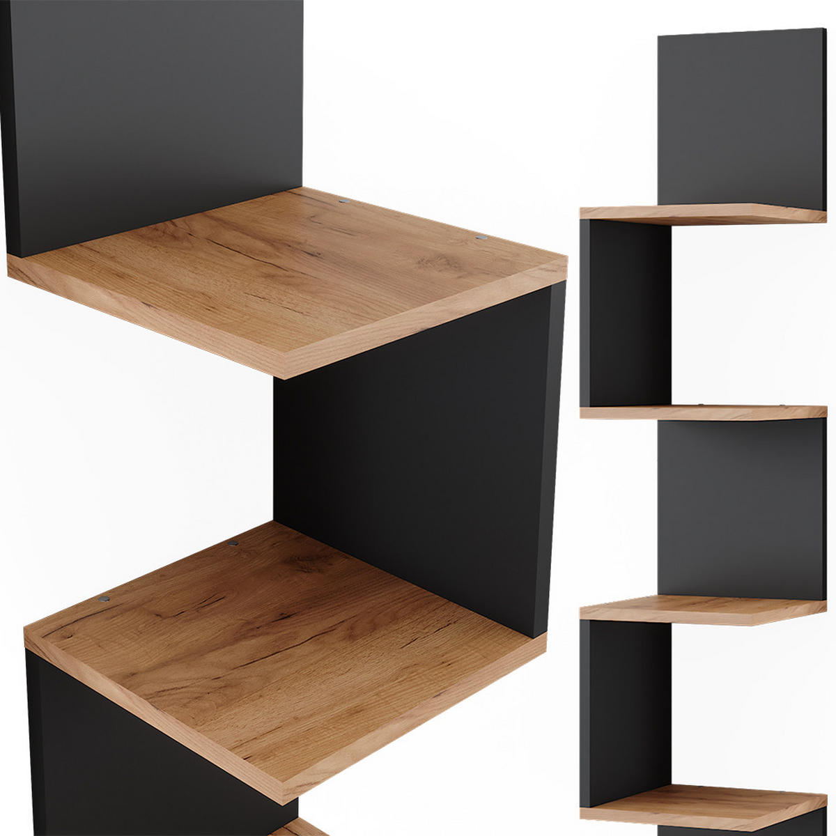 ECKREGAL Paolo Anthrazit 28 x 175.4 cm 2er Set - Honigeiche/Anthrazit, Holzwerkstoff (28/175.4/28cm) - Vicco