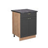 KÜCHENUNTERSCHRANK Fame-Line Anthrazit-Gold 60 cm mit Schublade AP Anthrazit - Anthrazit/Eiche Wotan, Holzwerkstoff (60/82/60cm) - Vicco